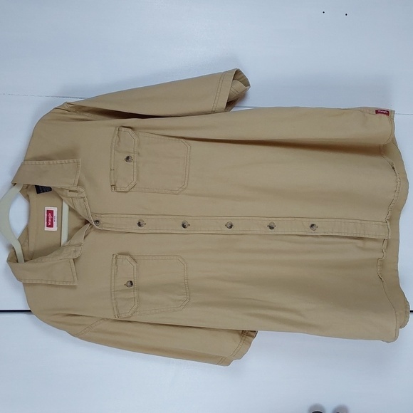 Wrangler- Mens Tan/Khaki Short Sleeve Button down Shirt Chest Pockets Sz.2X - Picture 1 of 6
